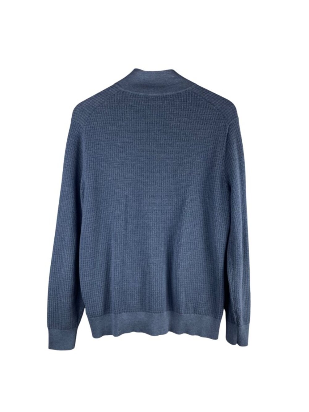 Brooks Brothers Supima Cotton Blue Full-Zip Sweater Medium Waffle Knit Design - Picture 7 of 11